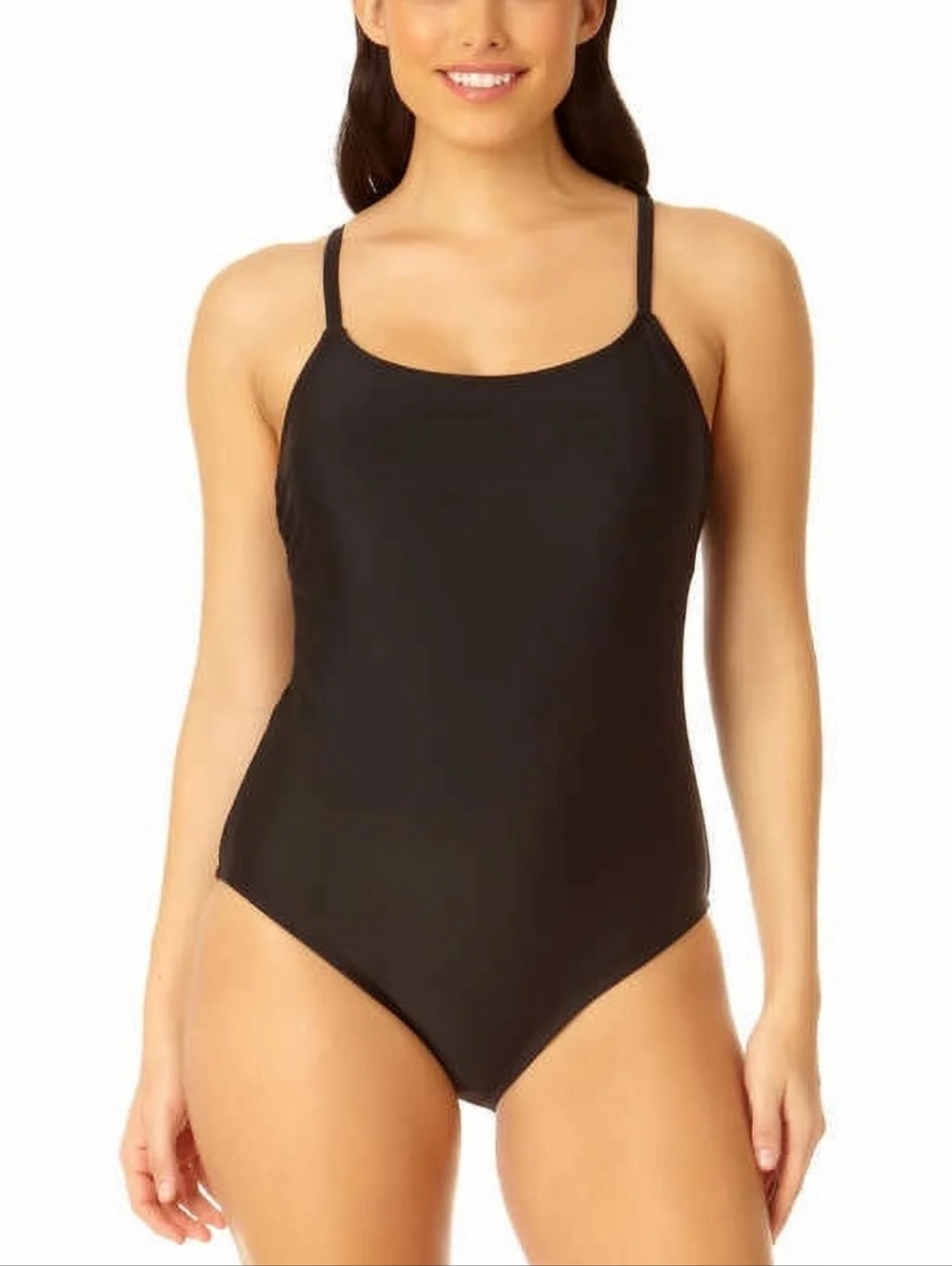 Hurley Black Scoop Neck One-Piece Swimsuit Cut-out Back Adjustable Straps XL
